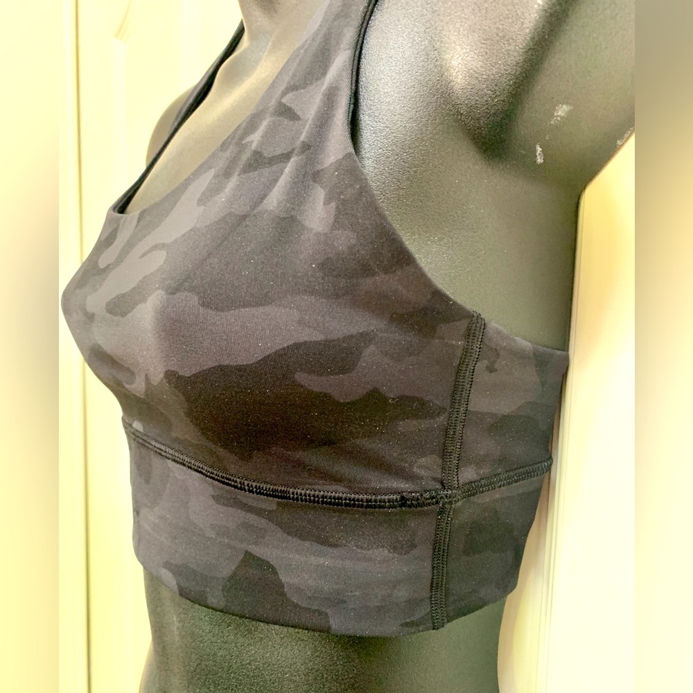 Lululemon Athletica Black Camo Longline Sports Bra Sz S